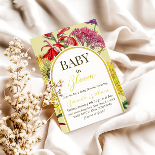 Boho Baby in Bloom Yellow Floral Baby Shower Invitation
