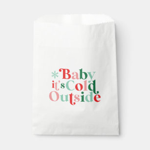 Boho Baby It's Cold Outside Christmas retro font Favour Bags
