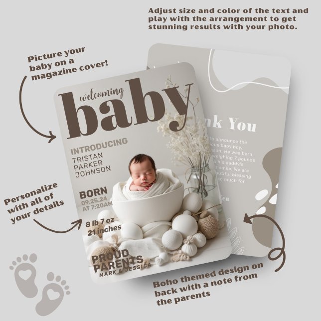 Boho Baby Magazine Birth Announcement (Creator Uploaded)