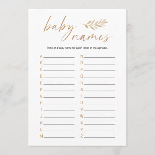 Boho Baby Names Baby Shower Game Programme