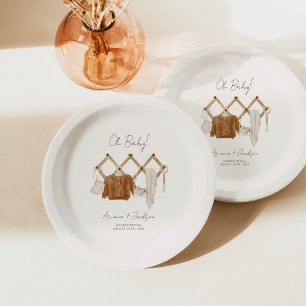 Boho Baby Neutral Shower Invitation Paper Plate