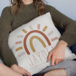 Boho Baby Nursery Girl Birth Stats Name Cushion<br><div class="desc">Boho-inspired rainbow baby nursery pillow with name and birth stats. This Bohemian rainbow with text pillow design is perfect for a Boho baby nursery or child's room. Customise the pillow with child's first name, date of birth, weight and length. If you have additional info you would like to add -...</div>