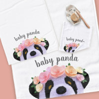 Boho Baby Panda Bear Nursery Bathroom Towel Set