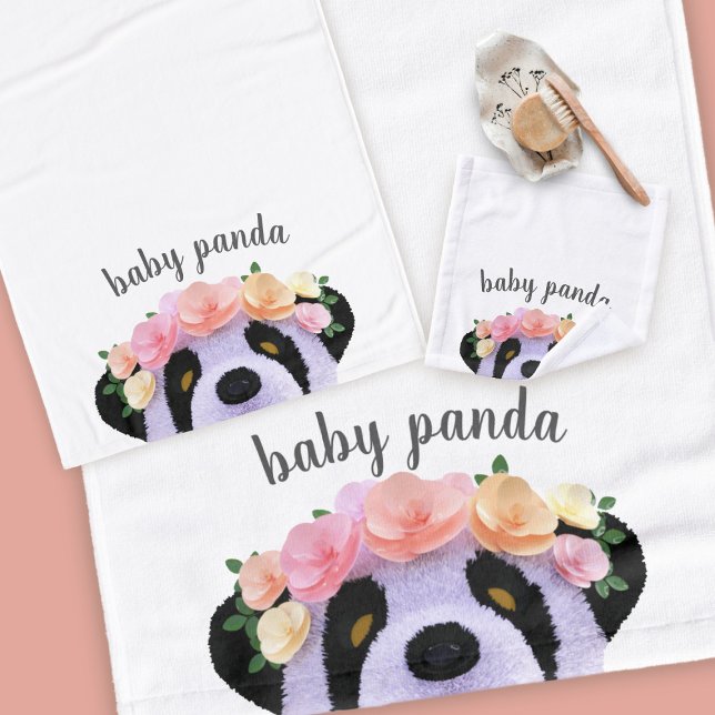 Boho Baby Panda Bear Nursery Bathroom Towel Set (Creator Uploaded)