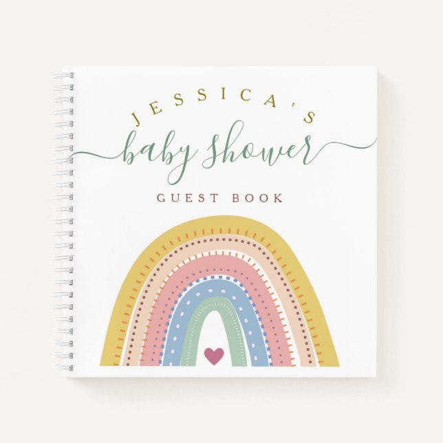 Boho Baby Rainbow Baby Shower Guest Book (Front)