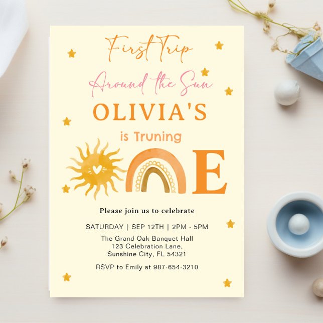 Boho Baby’s First Year Around the Sun Invitation (Creator Uploaded)