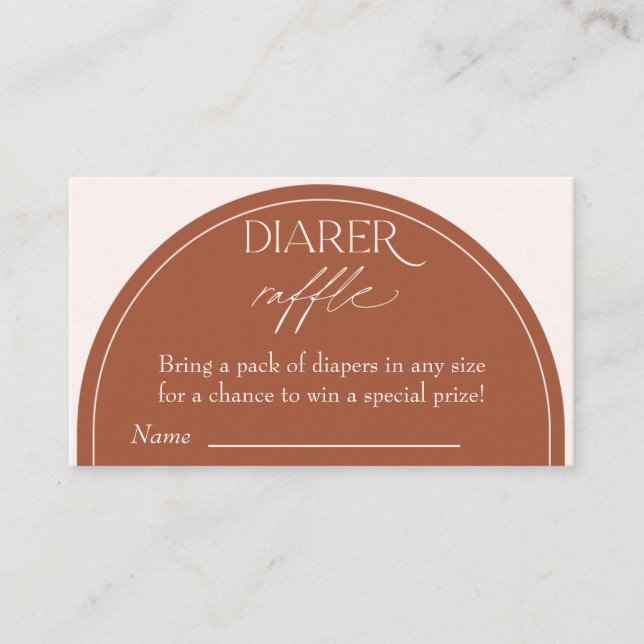 Boho Baby Shower Diaper Raffle Enclosure Card (Front)