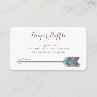 Boho Baby Shower Diaper Raffle Ticket Navy Orange Enclosure Card