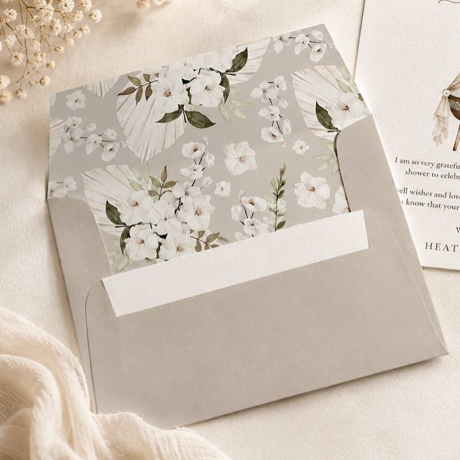 Boho Baby Shower Envelope with Floral Liner (Collection Envelope)
