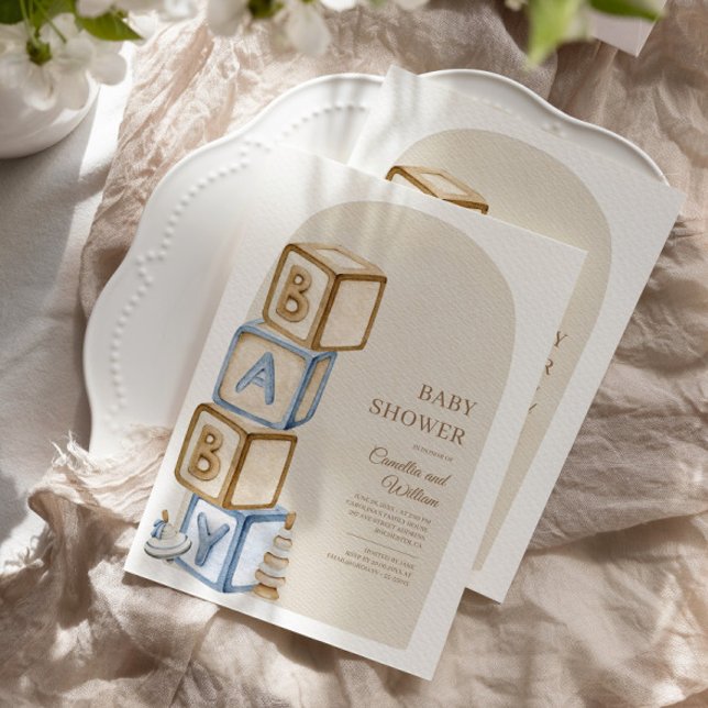 Boho Baby Shower, Gender Neutral, Letter Blocks  Invitation (Creator Uploaded)