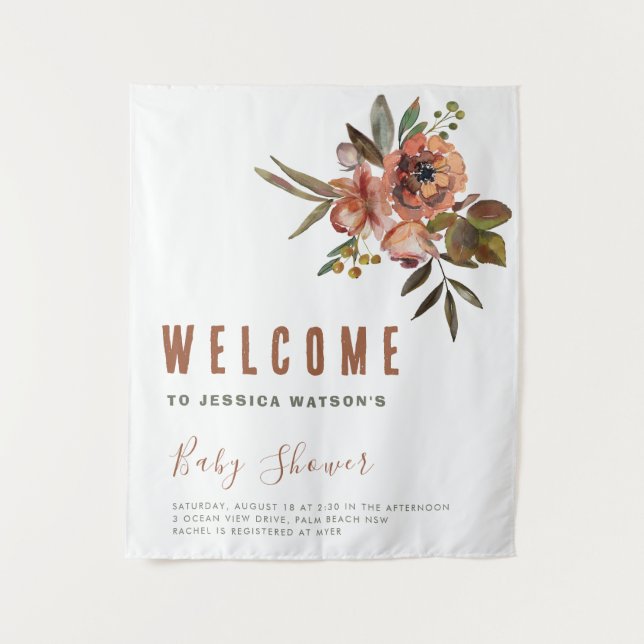 Boho Baby Shower Greenery Rustic Adorable Tapestry (Front)