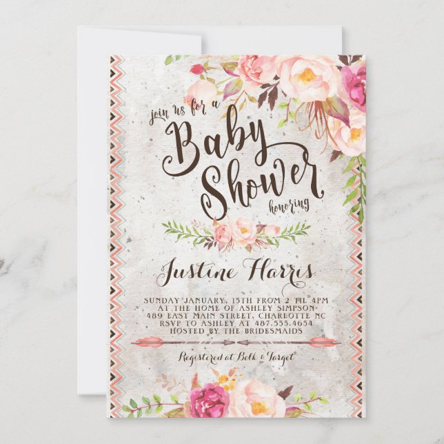 Boho Baby Shower Invitation (Front)