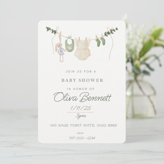 Boho Baby shower Invitation (Standing Front)