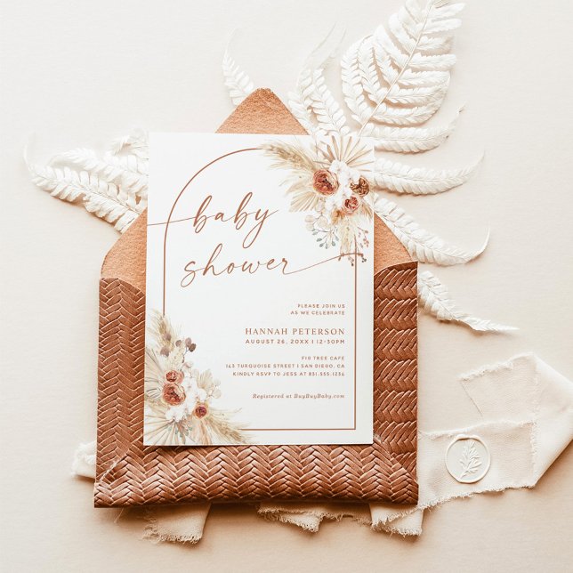 Boho Baby Shower Invite Pampas Grass Baby Invite (Creator Uploaded)