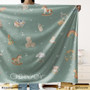 Boho Baby Shower Personalised Fleece Blanket