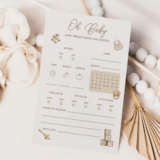 Boho Baby Shower Predictions And Advice Card (Creator Uploaded)
