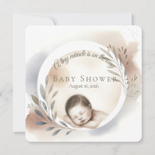 Boho Baby Shower Sleeping Baby Design Invitation