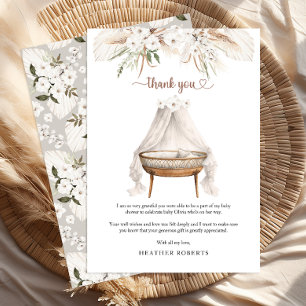 Boho Baby Shower Thank You Card Pampas Floral