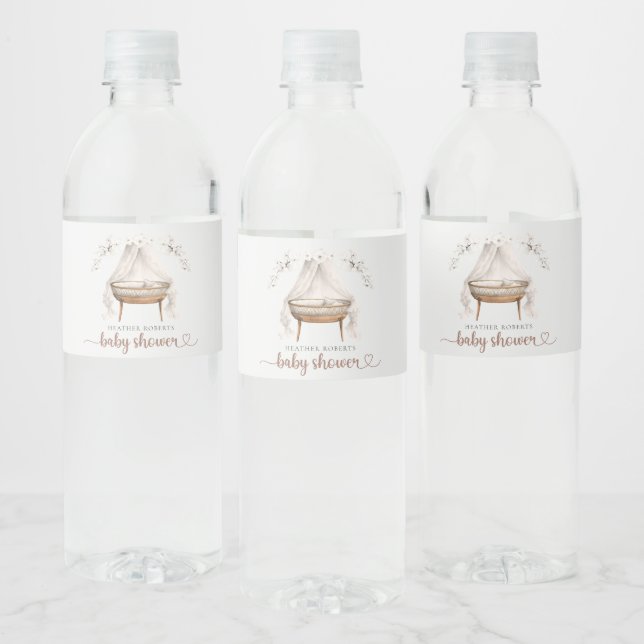 Boho Baby Shower Water Bottle Labels Neutral (Bottles)