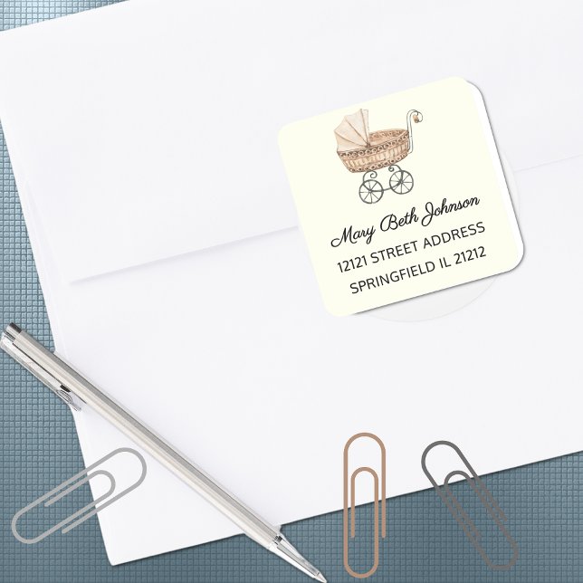 Boho Baby Shower Watercolor 1.5-in Address Sticker (Creator Uploaded)