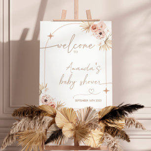 Boho Baby Shower Welcome Sign, Modern Pampas Grass Poster