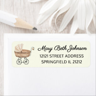 Boho Baby Shower Wicker Baby Buggy Return Address