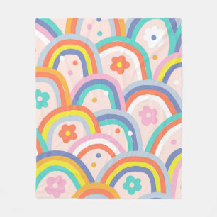 Boho baby summer whimsical rainbow seamless patter fleece blanket