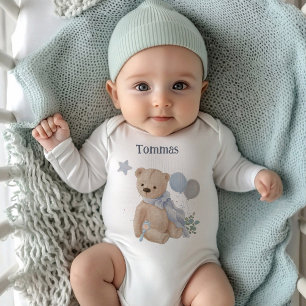 Boho baby teddy bear Baby Shower Bodysuit