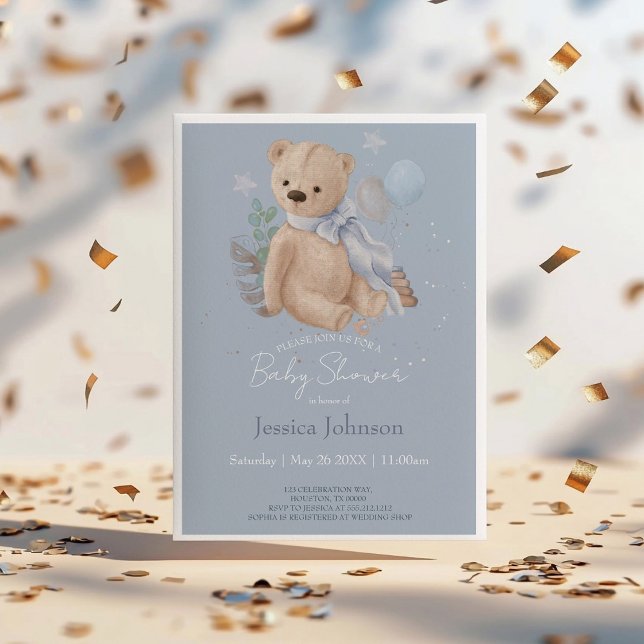 Boho baby teddy bear Invitation (Creator Uploaded)