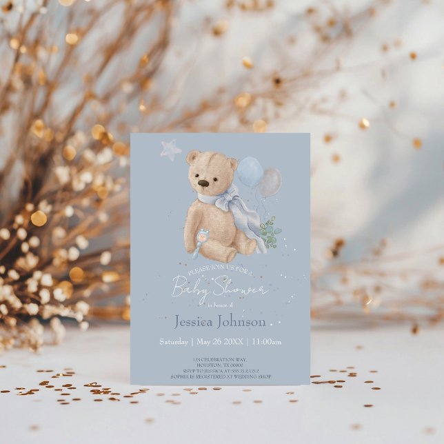 Boho baby teddy bear Invitation (Creator Uploaded)
