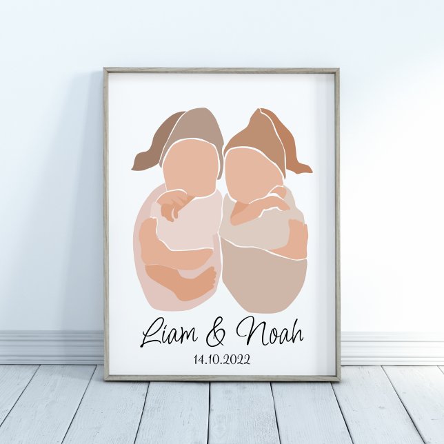 Boho Baby Twin Boys Name Nursery  Poster (Creator Uploaded)