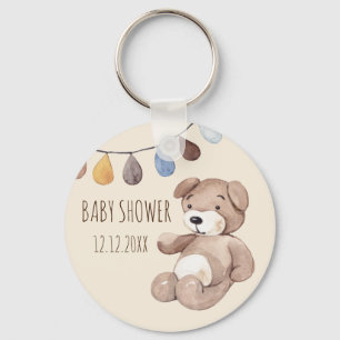 Boho Baby Watercolor Bear Beige keychain