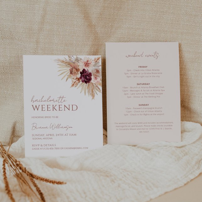 Boho Bachelorette Weekend Invitation and Itinerary (Creator Uploaded)