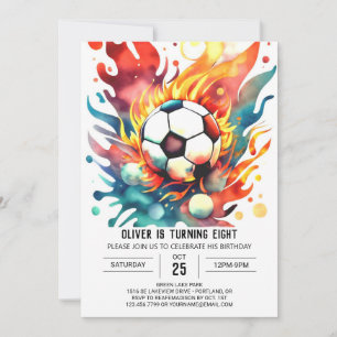 Boho Ball Editable Soccer Birthday Invitation
