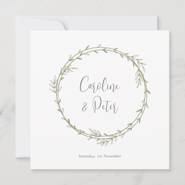 Boho Bamboo Botanical Leaf Soft Elegant Greenery  Invitation (Front)