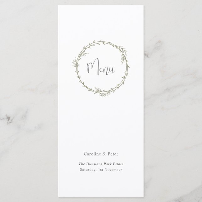 Boho Bamboo Botanical Leaf Soft Elegant Greenery  Menu (Front)