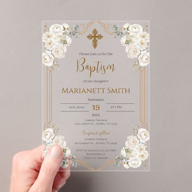 Boho Baptism  Acrylic Invitations (Insitu (Handheld))