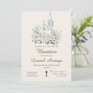Boho Baptism in Spanish with church Invitation
