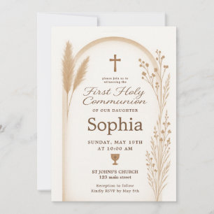 Boho Baptism Invitation and Thank You Card Set