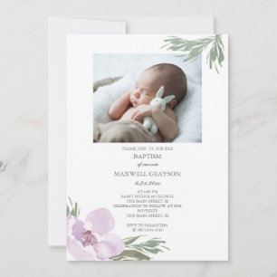 Boho Baptism Invitation Girls Photo