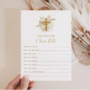 Boho Baptism Prayer Card Prayers for Baby Card