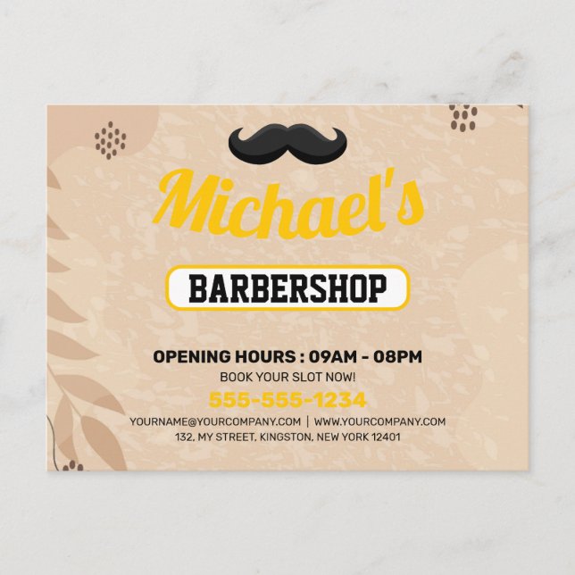 Boho Barbershop Marketing Postcard (Front)