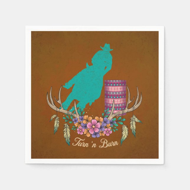 BOHO BARREL RACER BARREL RACING RODEO PAPER NAPKIN (Front)