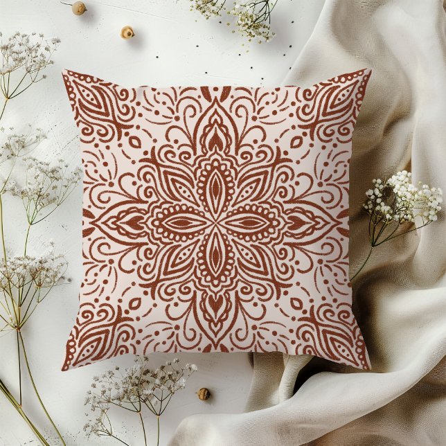 Boho Barrett Mandala russet red Cushion (Creator Uploaded)