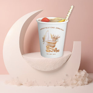 Boho Bassinet Nursery Baby Shower Paper Cups