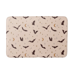 Boho Bats and Stars Halloween Pattern Bath Mat