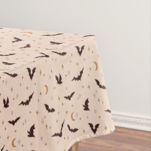 Boho Bats and Stars Halloween Pattern Tablecloth