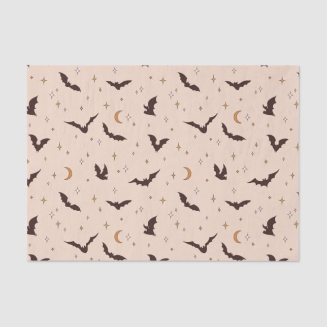 Boho Bats and Stars Halloween Pattern Tissue Paper (Front)