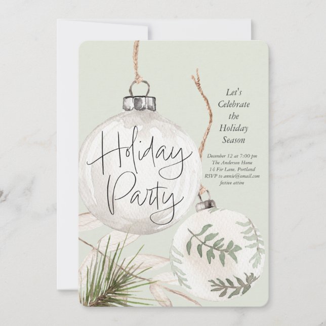 Boho Baubles Holiday Party Card (Front)