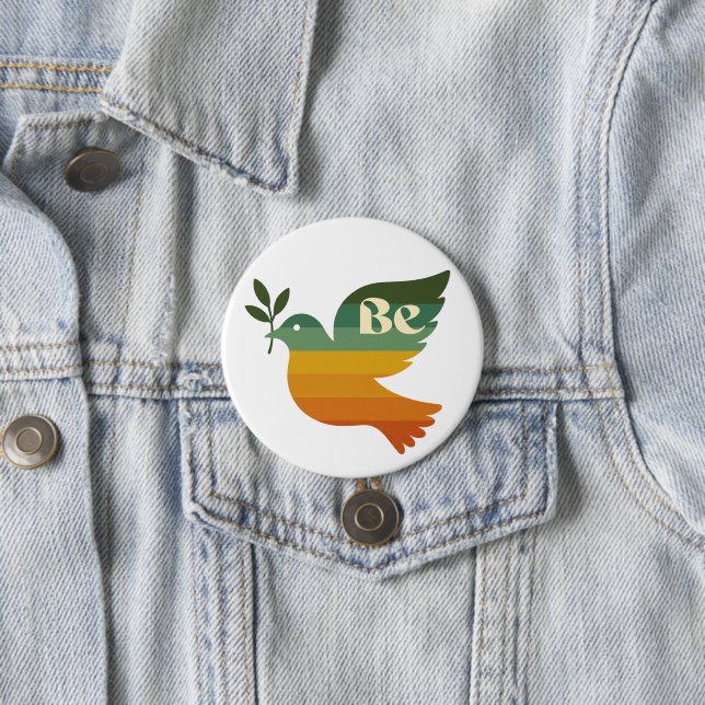Boho Be Peace Retro Holiday Button (In Situ)